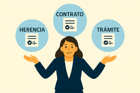 Ejemplo visual de consultas habituales de informe jurídico online: contrato, herencia y trámite