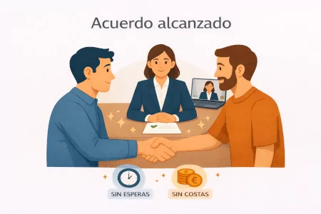 Ilustración de un acuerdo alcanzado mediante conciliación privada con intervención de una profesional neutral